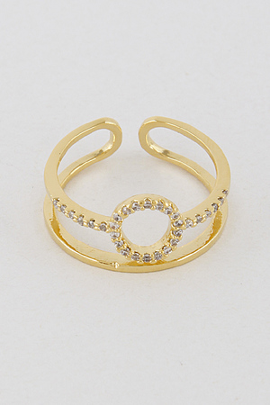 Rhinestone Open Cut Ring With Circle Detail 7BAB3